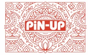 Pin-Up Casino India logo inside red geometric mandala pattern inspired by Indian art on white background